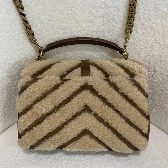 YSL Saint Laurent Medium College Shearling and Suede Crossbody - Picture 3 of 8